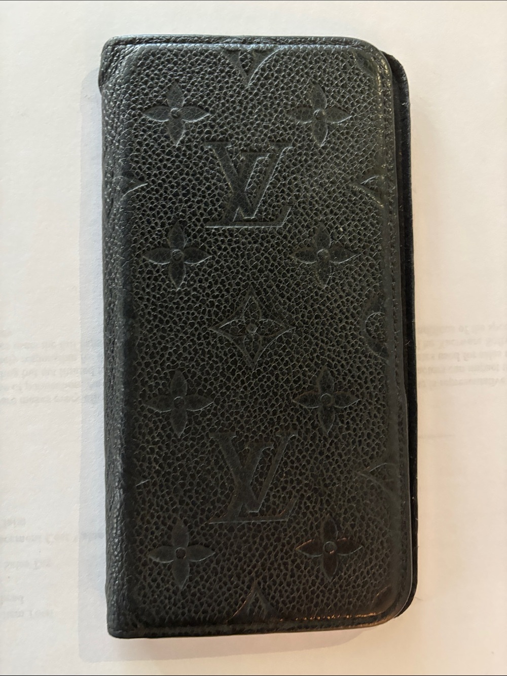 Louis Vuitton Black Monogram Embossed Phone Case Wallet